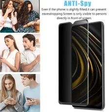 Anti-spy phone protector shown with scenarios of people trying to peek at screens