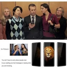 Privacy screen protector ensures phone privacy in public, hiding content from others