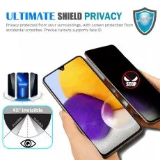 Ultimate Shield Privacy screen protector on two phones, showing a 45° invisible viewing angle