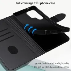 Full coverage TPU inner shell of Samsung Galaxy S23, S23 Plus & S23 Ultra leather wallet case for enhanced phone protection