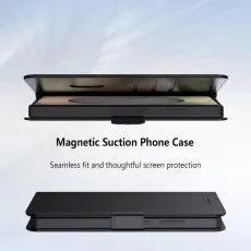 Magnetic suction leather wallet phone case for Samsung Galaxy S23 series, offering seamless fit and screen protection