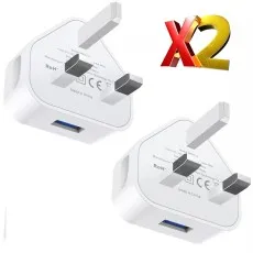 1AMP USB Plug Port Charger 3-Pin Mains Wall Plug Charging Adapter