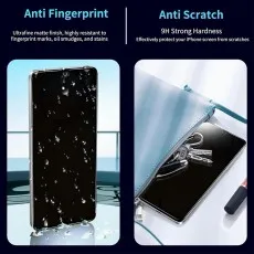 Anti-fingerprint screen with water droplets, and anti-scratch screen with keys and lipstick in a pouch