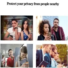 People protecting their privacy from others nearby