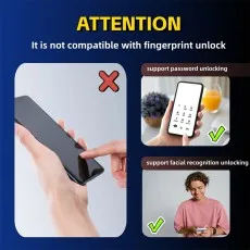 A phone screen protector is not compatible with fingerprint unlock but supports other unlocking methods