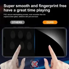 A split image compares a fingerprint-covered screen to a fingerprint-free one