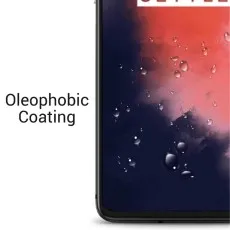 LG K41S screen with an oleophobic coating repelling water droplets.