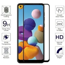 Product graphic detailing the protective features of an LG K61 screen protector 9H hardness and scratch resistance.