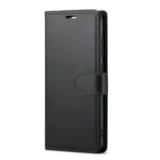 Black leather wallet case with magnetic flip cover for Samsung Galaxy S21FE