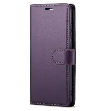 Purple leather wallet case with magnetic flip cover for Samsung Galaxy S21FE