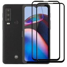 Motorola Defy 2 with dual black edge tempered glass screen protectors front and back