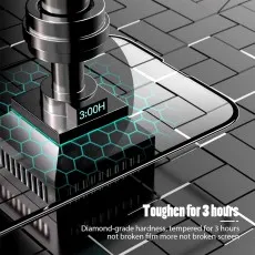 A smartphone screen protector undergoing a durability test with a 3-hour timer