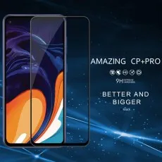 A smartphone, two clear screen protectors, and text promoting AMAZING CP+PRO and BETTER AND BIGGER