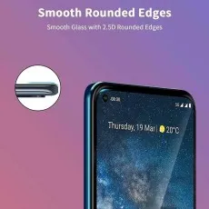 Ergonomic 2.5D rounded edges on Nokia 4.2 9D screen protector.