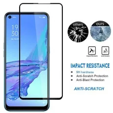 A blue OPPO smartphone, two screen protectors, and an Impact Resistance graphic