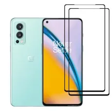 OnePlus Nord 2 5G phone with two 9D tempered glass protectors.