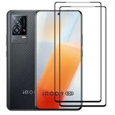 Vivo IQOO 9 5G smartphone with two black edge tempered glass screen protectors