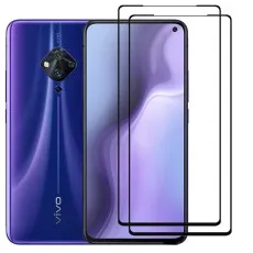 Vivo S5 smartphone with two black edge tempered glass screen protectors