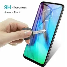 Motorola Moto G8 Power resisting scratches from key.