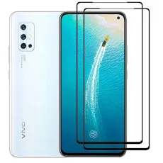 Vivo V19 Neo smartphone with two black edge tempered glass screen protectors