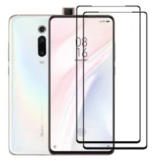 Xiaomi Mi 9T Pro smartphone with two black edge tempered glass screen protectors