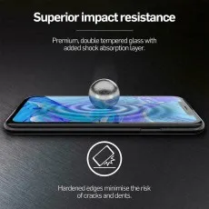 A steel ball drops onto a smartphone screen to demonstrate Superior impact resistance