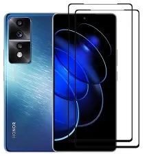 Honor 80 GT smartphone with two black edge tempered glass screen protectors