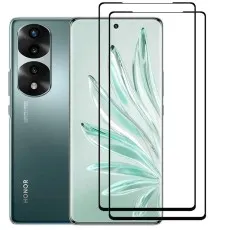 Honor 80 Pro Flat smartphone with two black edge tempered glass screen protectors