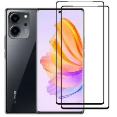 Honor 80 SE smartphone with two black edge tempered glass screen protectors