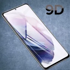 A Samsung smartphone with a full-screen, clear 9D screen protector