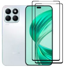 Honor X8b smartphone with two black edge tempered glass screen protectors