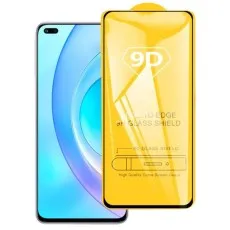 A smartphone and its 9D 9H Glass Shield screen protector packaging