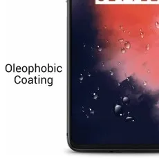 Oleophobic coating shown on phone screen with water droplets