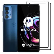 Motorola Edge 20 Pro smartphone with two black edge tempered glass screen protectors