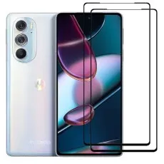 Motorola Edge 30 Pro smartphone with two black edge tempered glass screen protectors