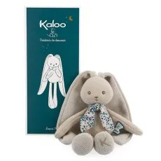 Kaloo's beige rabbit toy with a floral scarf displayed outside its gift box.