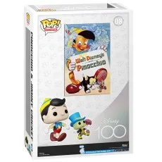 Back of the Funko Pop! Pinocchio and Jiminy Cricket movie posters box with a download app QR code