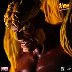 A close-up of the Mondo X-Men Sabretooth figure showing his menacing facial expression.
