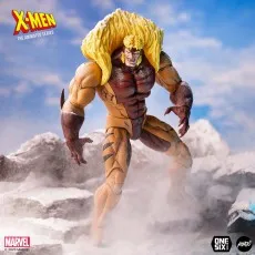 A Mondo X-Men The Animated Series Sabretooth figure posed in a snowy landscape.