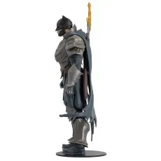 Medieval Batman figure from the side, showcasing the details of his armor and cape.