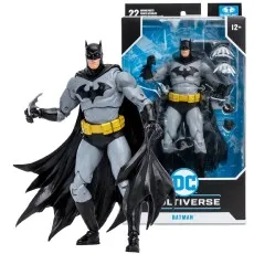 A boxed McFarlane Toys Batman collectible in classic gray and black.
