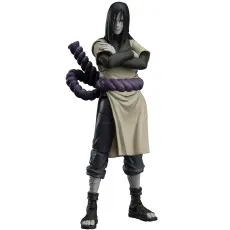 An Orochimaru anime figure with his arms crossed, wearing a beige tunic and a purple rope belt.