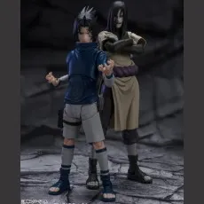 A dynamic Orochimaru figure with his tongue out, wielding a long sword.