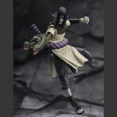 A dynamic Orochimaru figure with two snakes emerging from his arm, posed against a dark background.