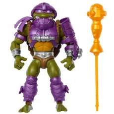 Donatello action figure from Teenage Mutant Ninja Turtles, wearing purple armor and holding a golden staff.