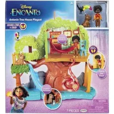 Box art for the Disney Encanto Antonio Tree House Playset, with Mirabel and Antonio characters.