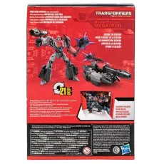 The back of the Transformers Studio Series Megatron box, showing the figure's features.