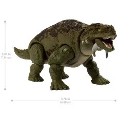 A diagram showing the dimensions of the Jurassic World Hammond Collection Scutosaurus figure.