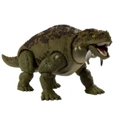 The Jurassic World Hammond Collection Scutosaurus figure is poised with its mouth open.
