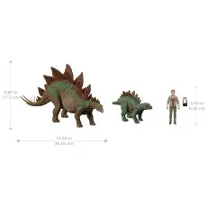 The Hammond Collection Stegosaurus figure set with the Claire Dearing figure, showing their heights and lengths.